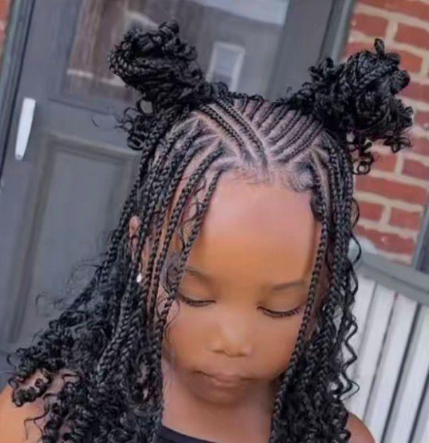 Neat cornrows braided for a child