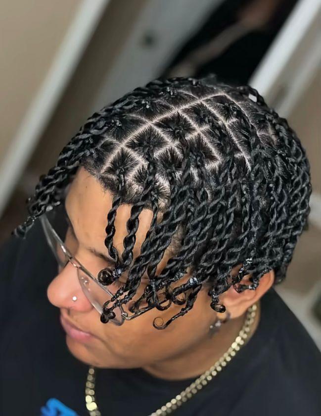 Men's two-strand twists, neat and uniform
