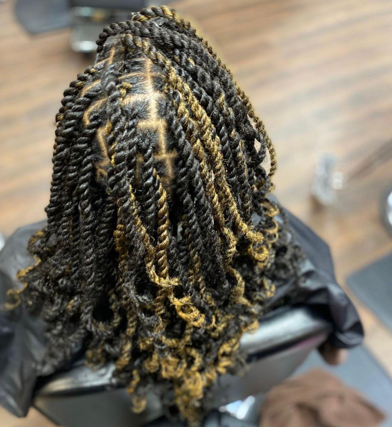 Large Senegalese twists with a smooth, glossy finish