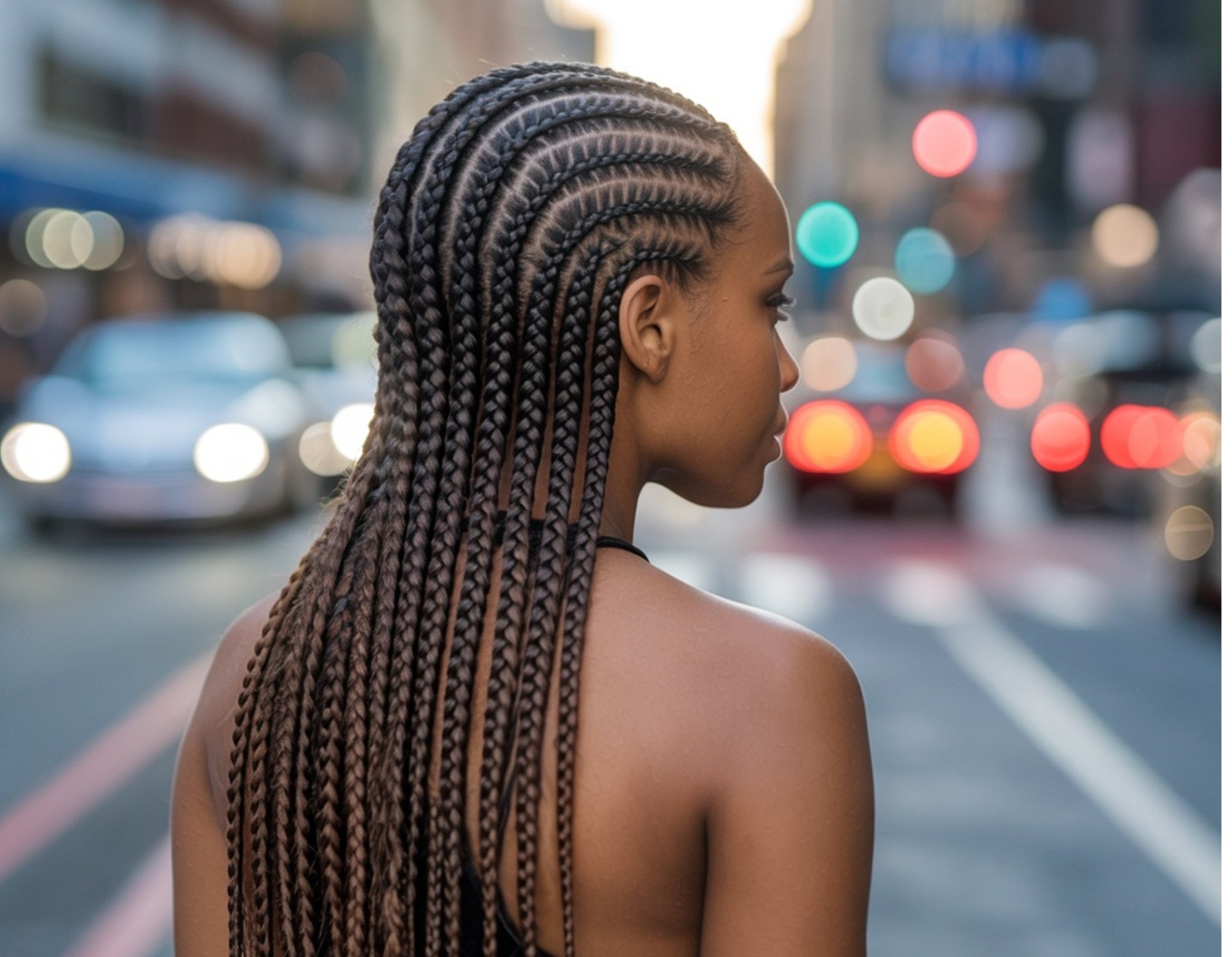 Client wearing waist-length knotless braids styled by Space Braids 4